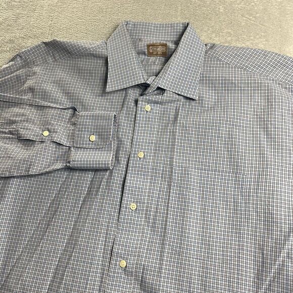 Gitman Bros Vintage Blue Check Oxford Button Down Shirt 17.5 34 Made‎ in USA